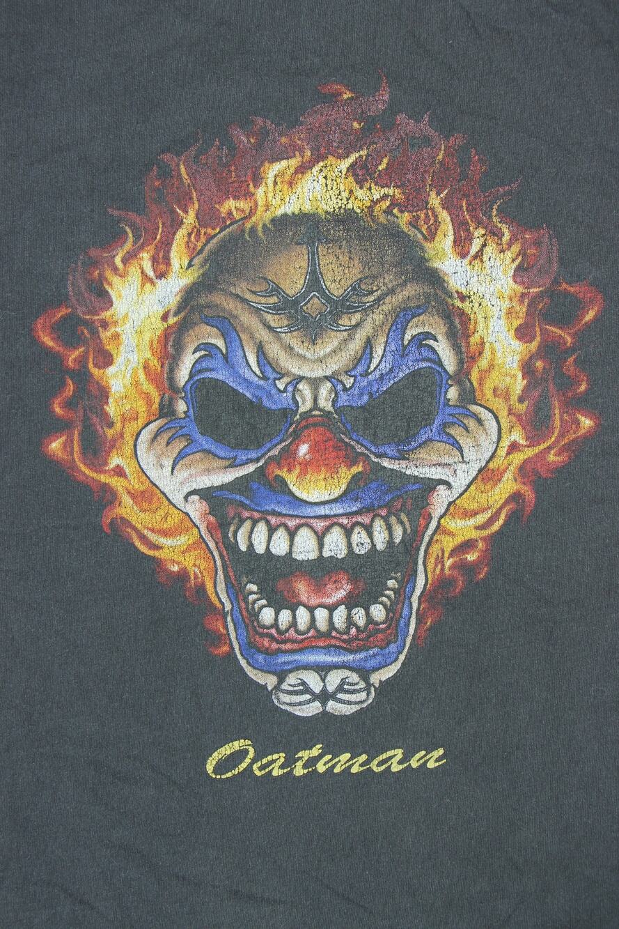 Route 66 Oatman Flaming Flame Fire Evil Clown Head Mask Long Sleeve Tee T Shirt